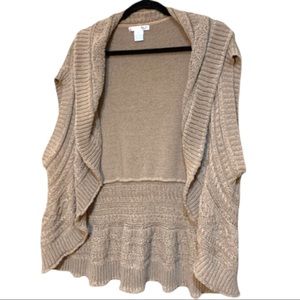 Oatmeal open front chunky knit vest WD.NY Woman size 3X